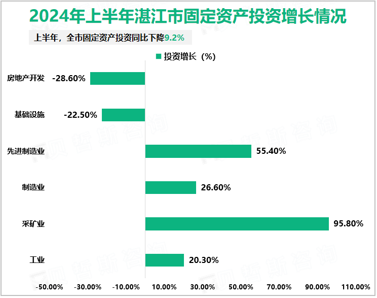 2024年上半年湛江市固定资产投资增长情况