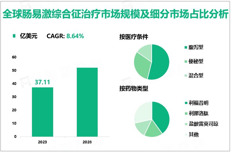 全球肠易激综合征治疗市场规模及细分市场占比分析