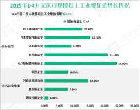 2025年1-4月安庆市规模以上工业增加值增长8.2%
