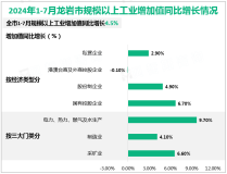 2024年1-7月龙岩市规模以上工业增加值同比增长4.5%