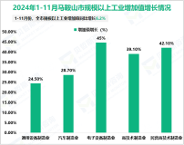 2024年1-11月马鞍山市规模以上工业增加值同比增长6.2%