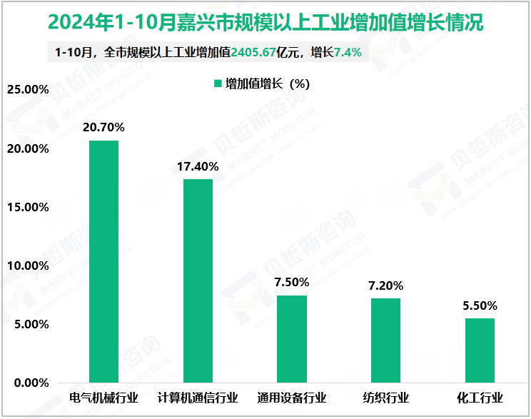 2024年1-10月嘉兴市规模以上工业增加值增长情况