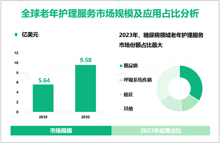 全球老年护理服务市场规模及应用占比分析