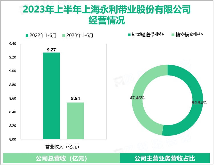 2023年上半年上海永利带业股份有限公司经营情况