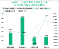 2025年1-5月份安徽省规模以上工业企业实现利润总额794.7亿元，同比下降13.3%