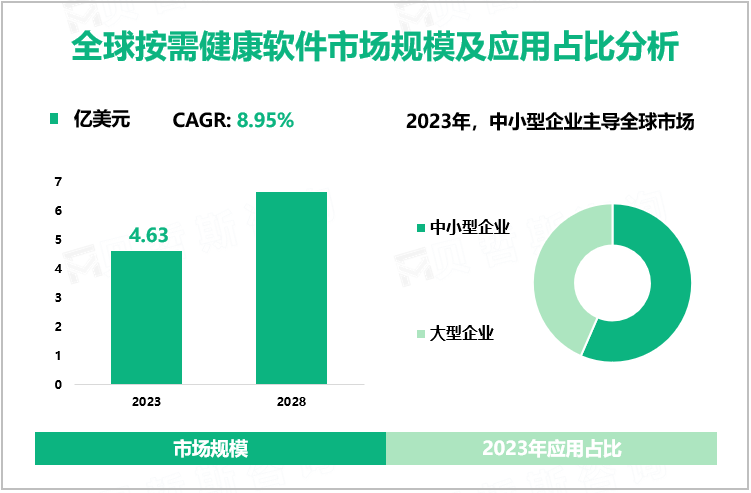 全球按需健康软件市场规模及应用占比分析