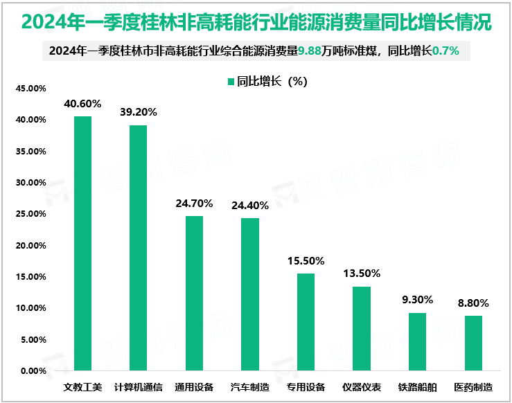 2024年一季度桂林非高耗能行业能源消费量同比增长情况