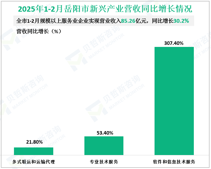 2025年1-2月岳阳市新兴产业营收同比增长情况