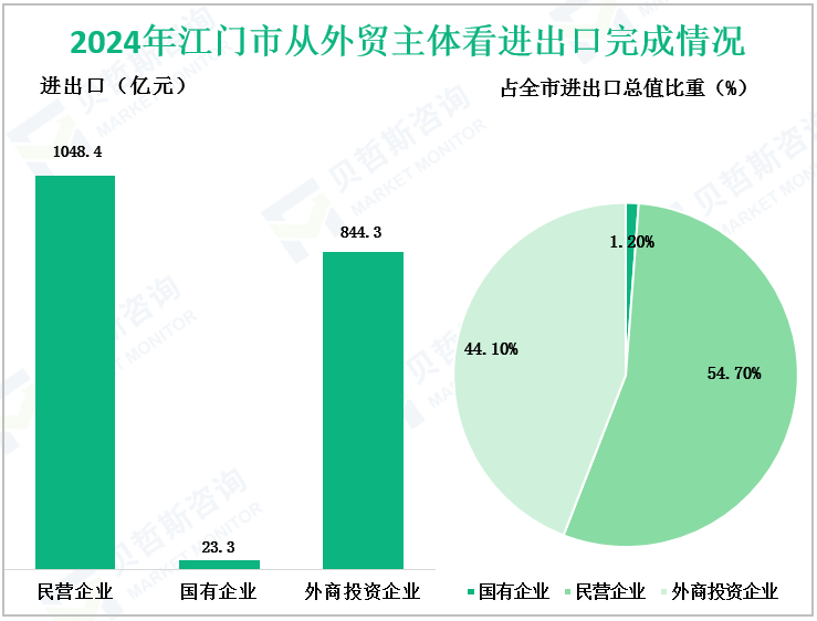 2024年江门市从外贸主体看进出口完成情况