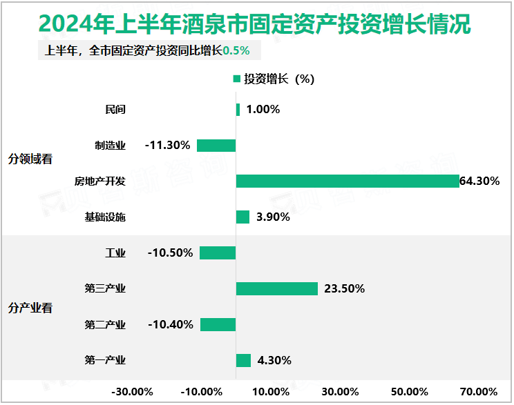 2024年上半年酒泉市固定资产投资增长情况