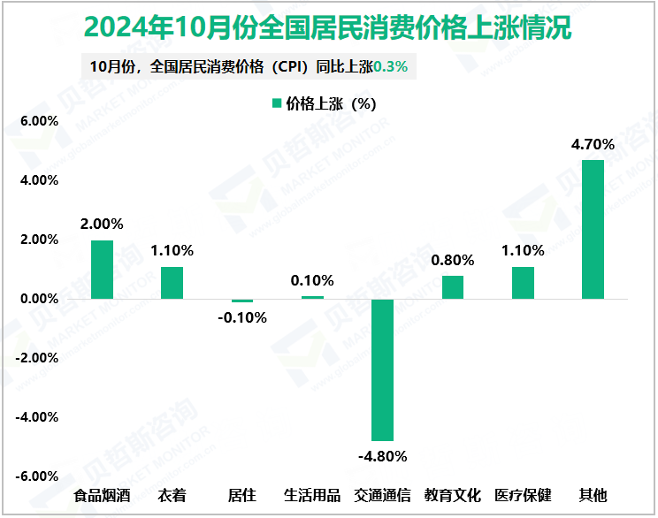 2024年10月份全国居民消费价格上涨情况