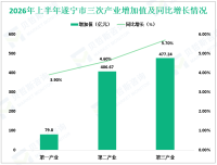 2026年上半年遂宁市地区生产总值（GDP）为963.70亿元，同比增长5.1%