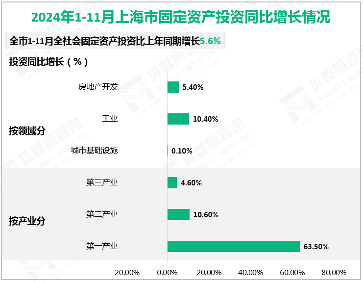 2024年1-11月上海市全社会固定资产投资同比增长情况