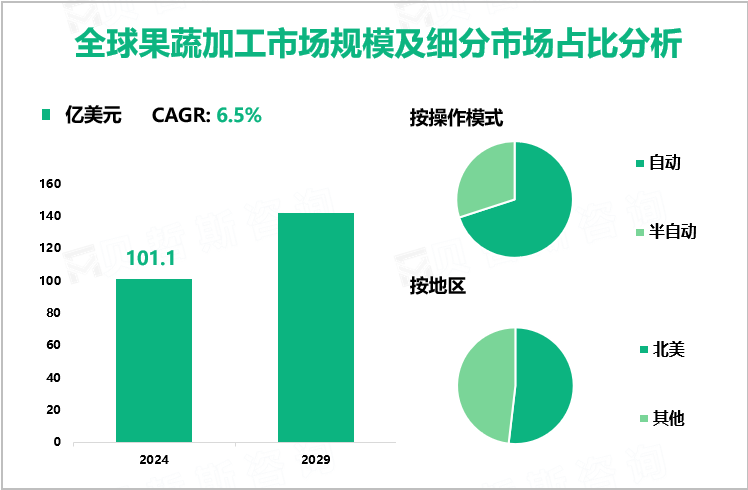 全球果蔬加工市场规模及细分市场占比分析