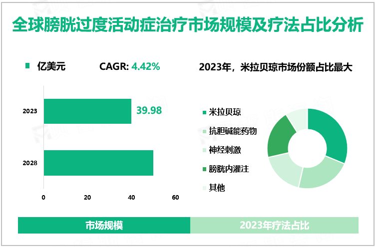 全球膀胱过度活动症治疗市场规模及疗法占比分析