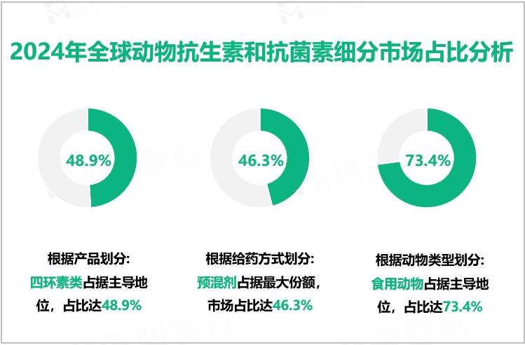 2024年全球动物抗生素和抗菌素细分市场占比分析