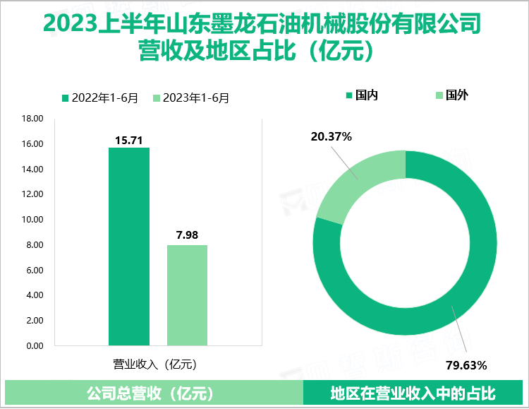 2023上半年山东墨龙石油机械股份有限公司 营收及地区占比（亿元）