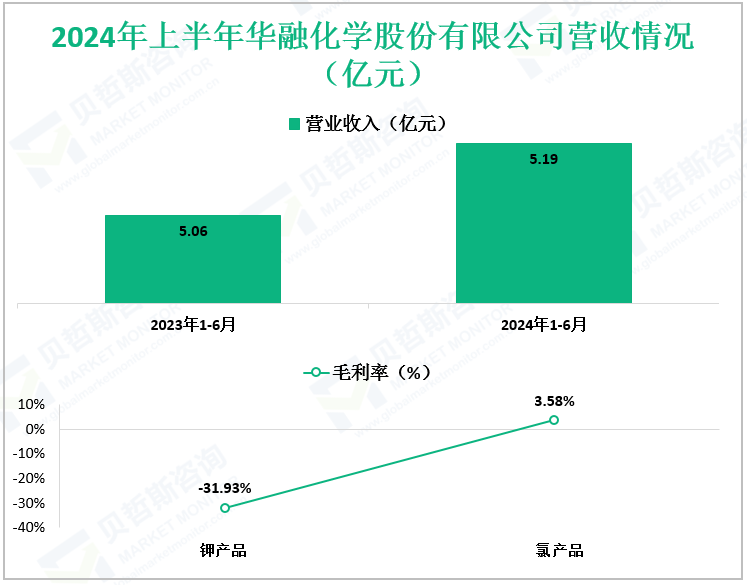 2024年上半年华融化学股份有限公司营收情况（亿元）