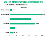 2024年1-11月洛阳市规模以上工业增加值同比增长6.3%