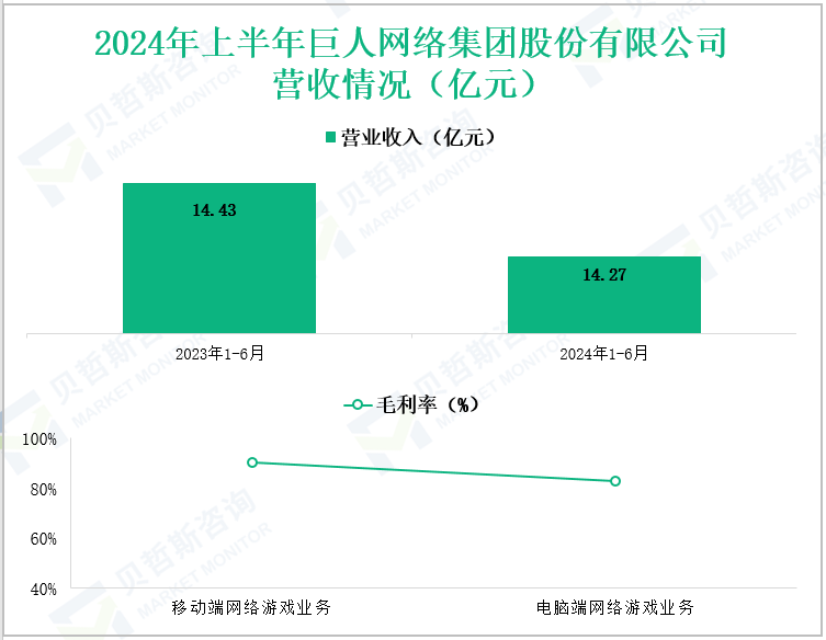 2024年上半年巨人网络集团股份有限公司营收情况(亿元)