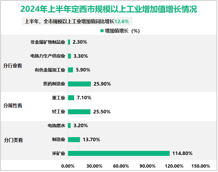 2024年上半年定西市规模以上工业增加值增长情况