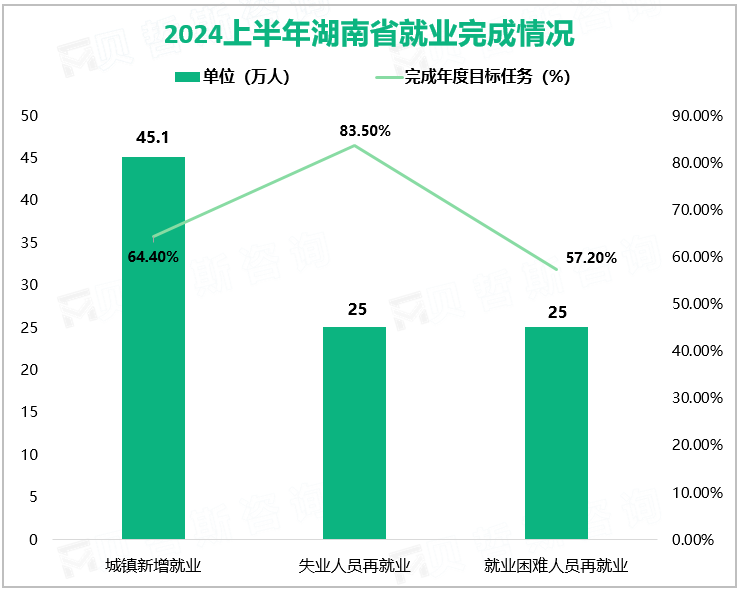 2024上半年湖南省就业完成情况