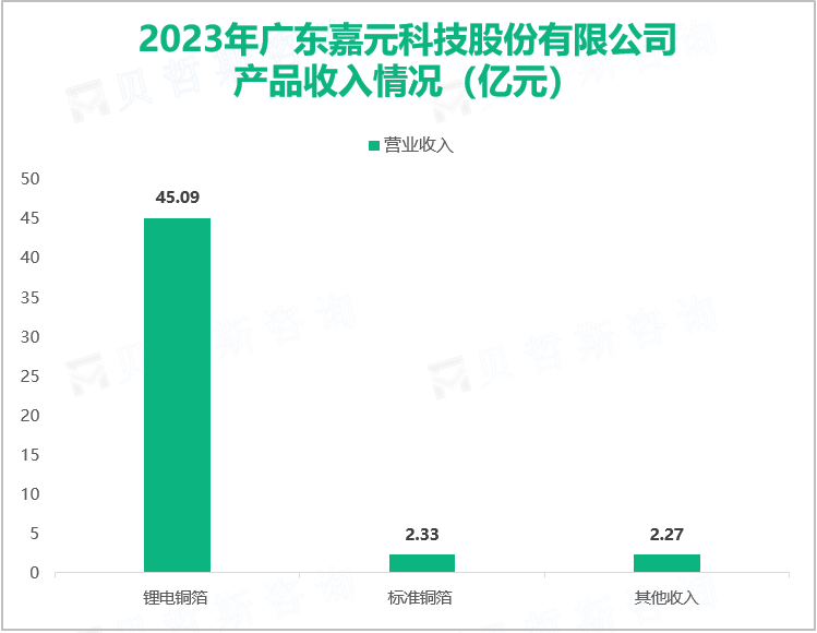 2023年广东嘉元科技股份有限公司产品收入情况（亿元）