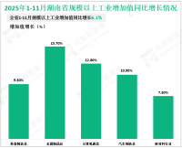 2025年1-11月湖南省规模工业增加值同比增长6.1%