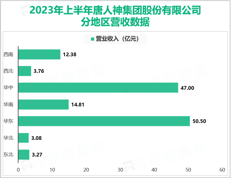 2023年上半年唐人神集团股份有限公司分地区营收数据