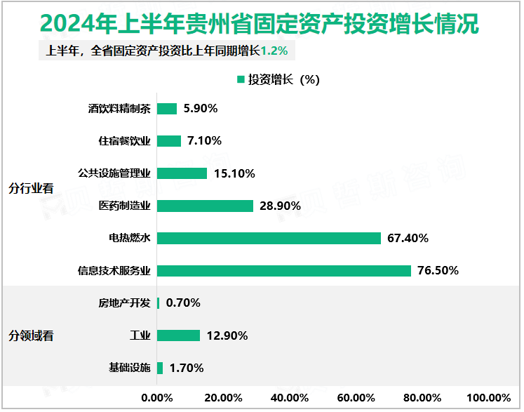 2024年上半年贵州省固定资产投资增长情况