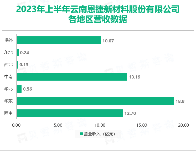 2023年上半年云南恩捷新材料股份有限公司 各地区营收数据