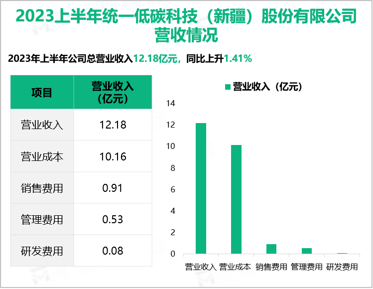 2023上半年统一低碳科技（新疆）股份有限公司营收情况