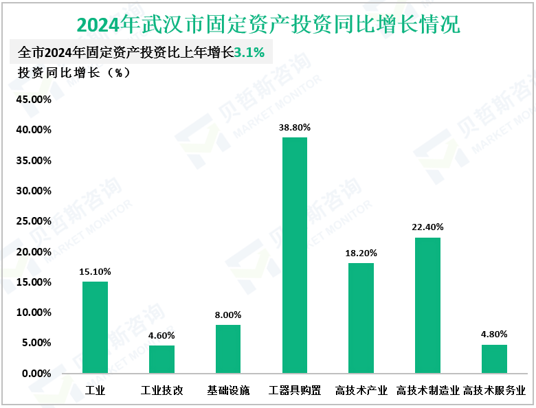 2024年武汉市固定资产投资同比增长情况