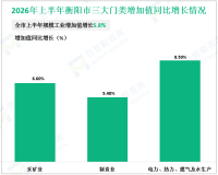 2026年上半年衡阳市地区生产总值2281.63亿元、同比增长3.8%