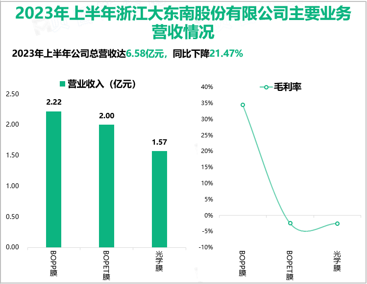 2023年上半年浙江大东南股份有限公司主要业务营收情况