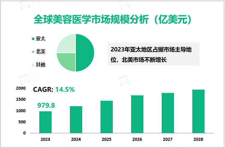 全球美容医学市场规模分析（亿美元）