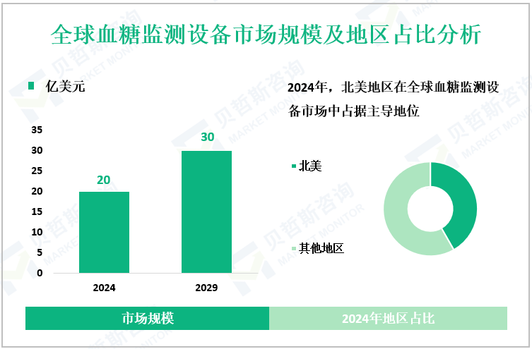 全球血糖监测设备市场规模及地区占比分析