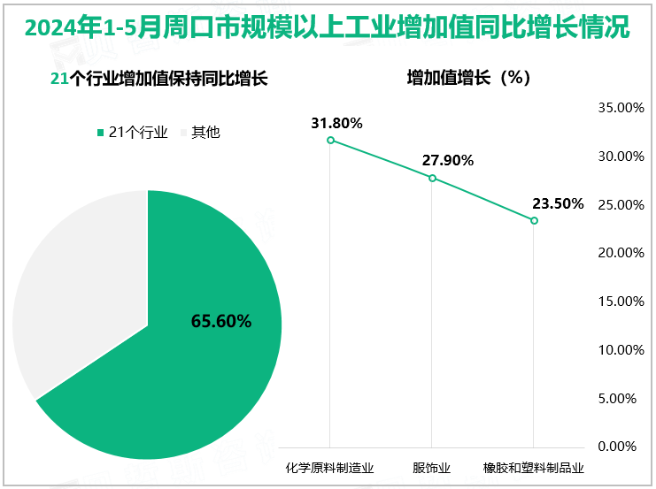 2024年1-5月周口市规模以上工业增加值同比增长情况