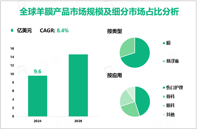 全球羊膜产品市场规模及细分市场占比分析