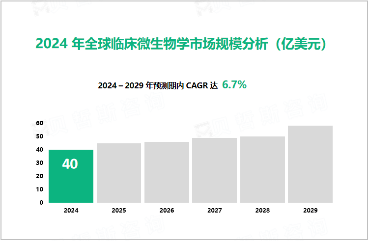 2024年全球临床微生物学市场规模分析（亿美元） 