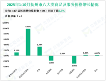 2025年1-10月抚州市限额以上消费品零售额同比增长6.9%