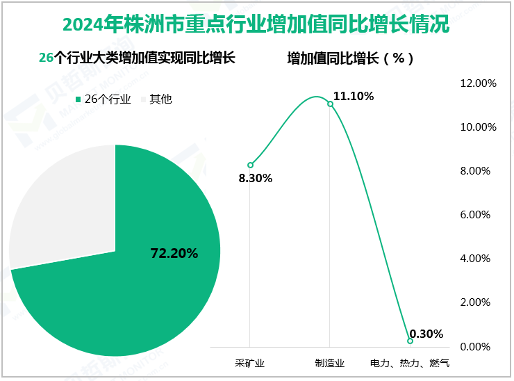 2024年株洲市重点行业增加值同比增长情况