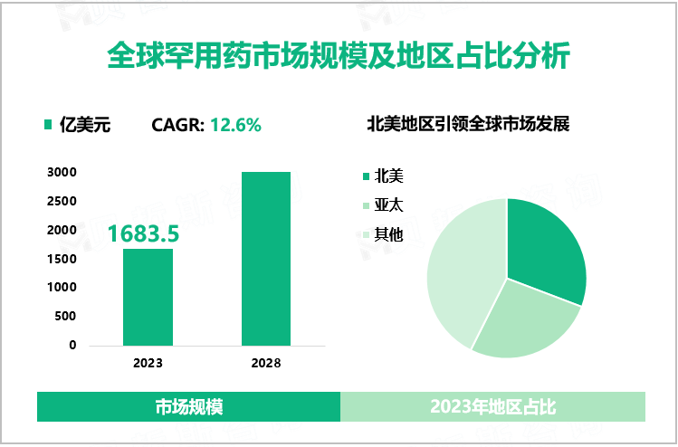 全球罕用药市场规模及地区占比分析