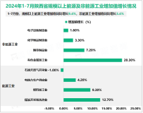2024年1-7月陕西省规模以上工业增加值同比增长7.3%