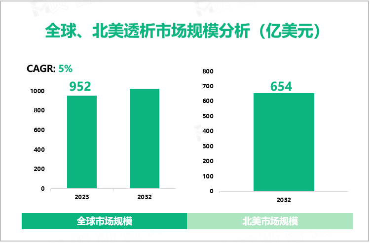 全球、美国透析市场规模分析（亿美元）