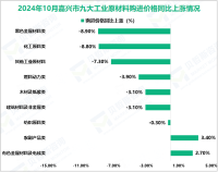 2024年10月嘉兴市工业生产者出厂价格（PPI）环比上涨0.1%；同比下降3.9%