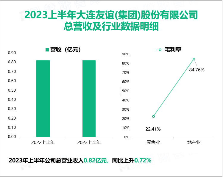 2023上半年大连友谊(集团)股份有限公司 总营收及行业数据明细