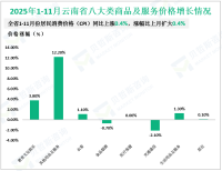 2025年1-11月云南省固定资产投资同比下降4.0%