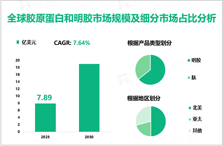 全球胶原蛋白和明胶市场规模及细分市场占比分析