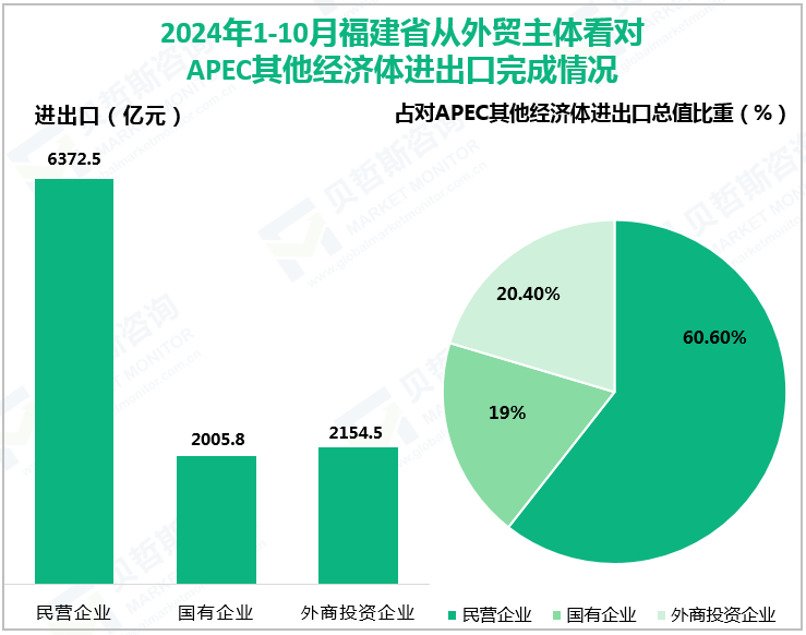 2024年1-10月福建省从外贸主体看对APEC其他经济体进出口完成情况